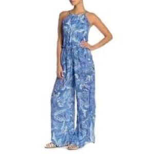 Anthropologie Maaji Blue Floral Jumpsuit Sz L